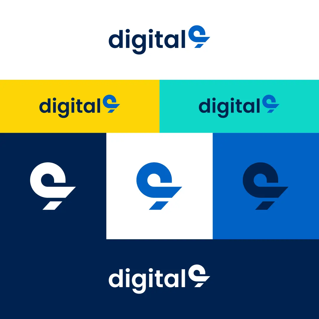 Corporate Logo der Marke digital9 von metastack auf verschiedenen Hintergründen